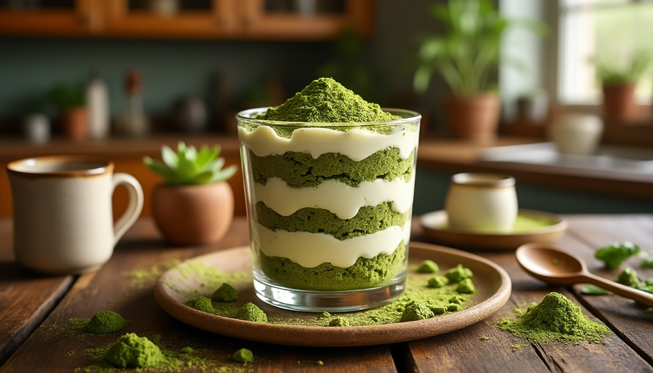 découvrez la recette originale du tiramisu au thé matcha façon michalak, un dessert élégant et gourmand qui surprendra vos papilles par sa fraîcheur et ses saveurs uniques. parfait pour impressionner vos invités !