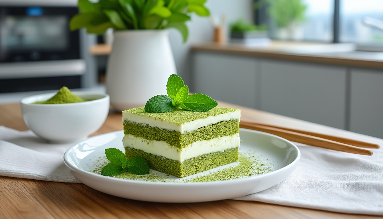 découvrez le tiramisu au thé matcha revisité par michalak : une alliance surprenante de douceur et de fraîcheur pour un dessert original qui ravira vos papilles. idéal pour impressionner vos invités !