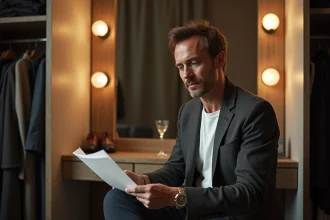 Acteur français contemporain en coulisses, portrait réaliste pour article sur les visages incontournables du cinéma français en 2026